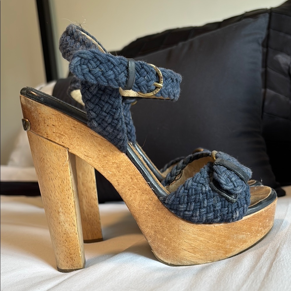 Michael Kors Blue Vintage Platform Sandals